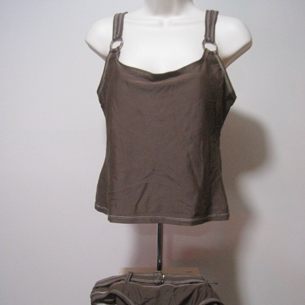 Women's Medium Unbranded 2 Piece Dark Brown Spaghetti Strap Swim Top & Thong